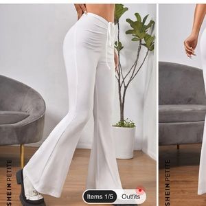 Black drawstring flare leggings